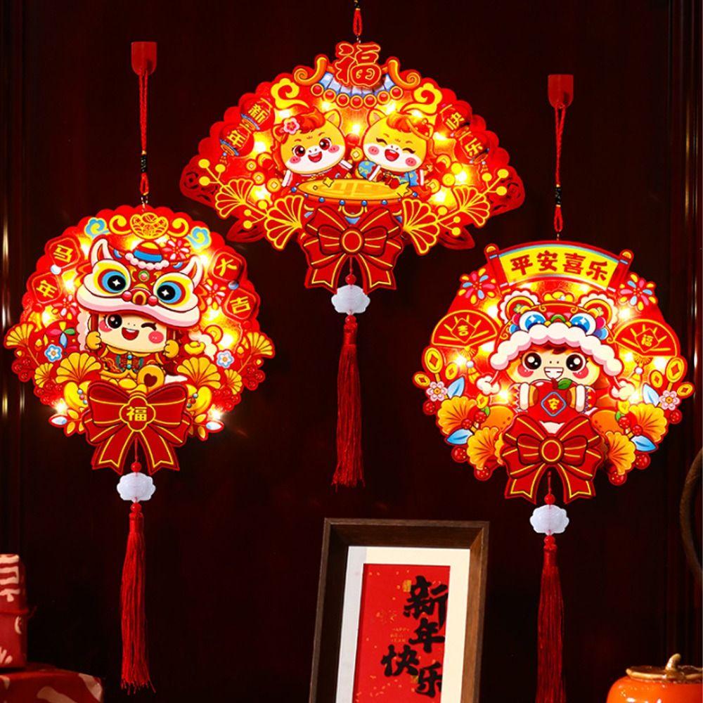 Samodzielnie wykonana Kreskówkowa Lampion na Rok Konia Błogosławieństwo Nowy Rok Szczęśliwy Wisiorek Dekoracja Domowej Imprezy