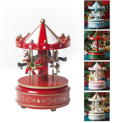 Wooden Christmas Carousel Decoration Musical Fairground Boxes Xmas Ornamen Gift