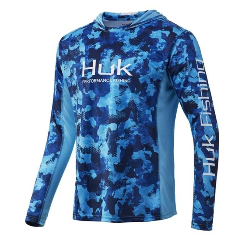 Men's Fishing Clothes HUK Long-sleeved Hooded UPF50 Sun Protection UV Breathable Quick-drying