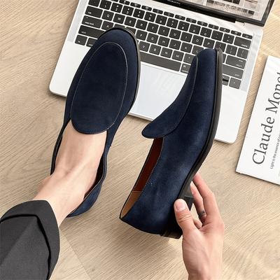 Fashion Fashion Brand Men's Comfortable Suede Pointed Loafers Retro Pointed Pointed Men Spring Breathable Business Casual Leather Shoes