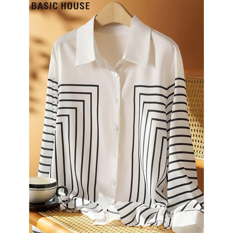 Basic House Striped Ice Silk Long Sleeve Sun Protection Cardigan L бежевый полосатый