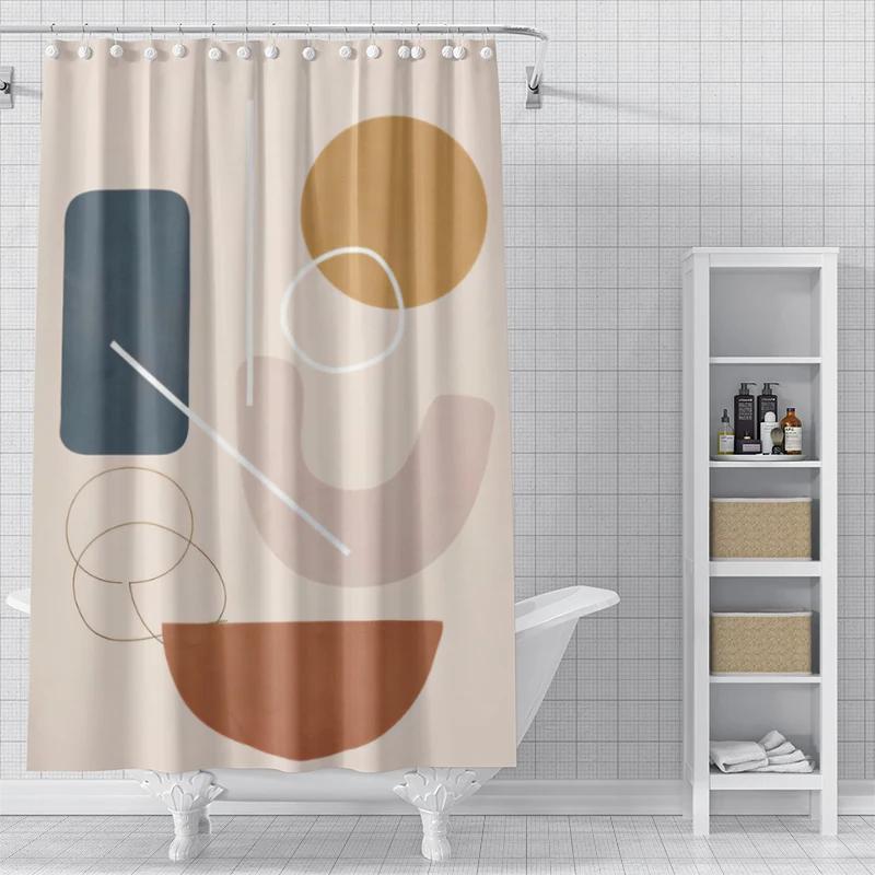 Home shower curtains for bathroom waterproof fabric Modern Nordic style bathroom Curtains shower curtain Abstract morandi plant