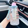 Stylish Summer Water Cup: Large-Volume, Heat-Resistant Plastic with Tea Infuser and Straw for Students