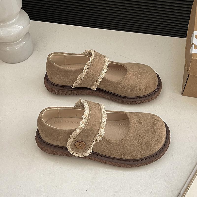 Mary Jane Schuhe mit runder Spitze im britischen Stil, Plateau, schlicht, flacher Ausschnitt, neue Frühling-Sommer-Kollektion, französische, lässige Slipper mit dickem Absatz, Einzelne Schuhe