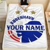 1PC Blue Claw Emblem Custom Name Patterned Flannel Blanket Suitable For All Seasons For Home Decor Warmth And Comfort Gifts Holiday Present