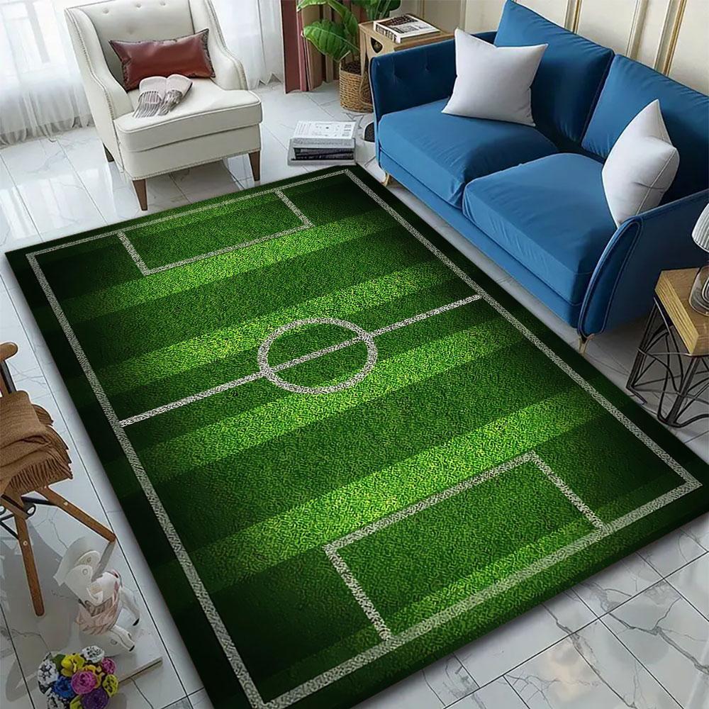 Football Field Pattern Rug Design Patterned carpet, suitable as a non slip play mat for the living room and bedroom sofa