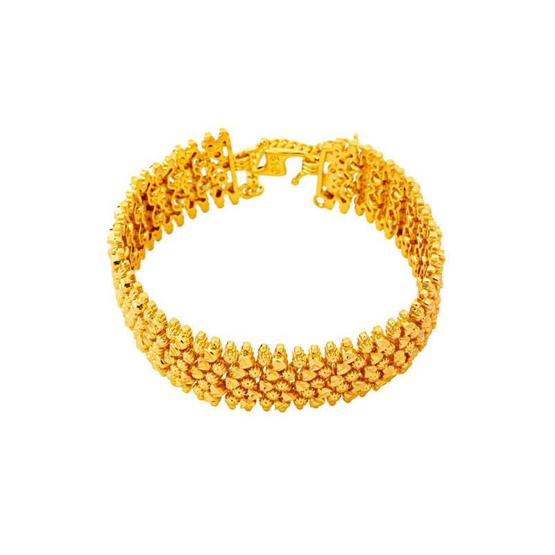 Vintage Vietnamese Sand Gold Bracelet – Women's Imitation Gold with Flowing Light Beads, Long-Lasting Color Retention