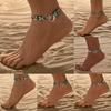 Bohemia Layered Beaded Anklet For Women Hollow Double Heart Charm Ankle Bracelet Summer Beach Vacation Foot Jewelry Gift