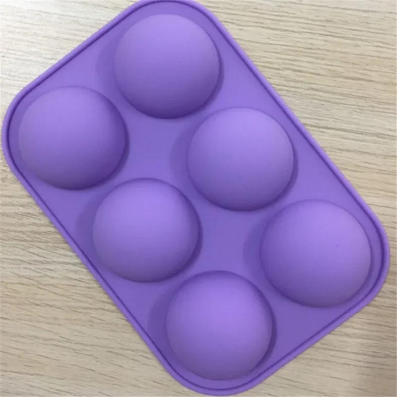 Baking Utensils, Kitchen Tools for 3D Baking, Chocolate Hemispherical Cake Mold, 6-hole Silicone Baking Mold