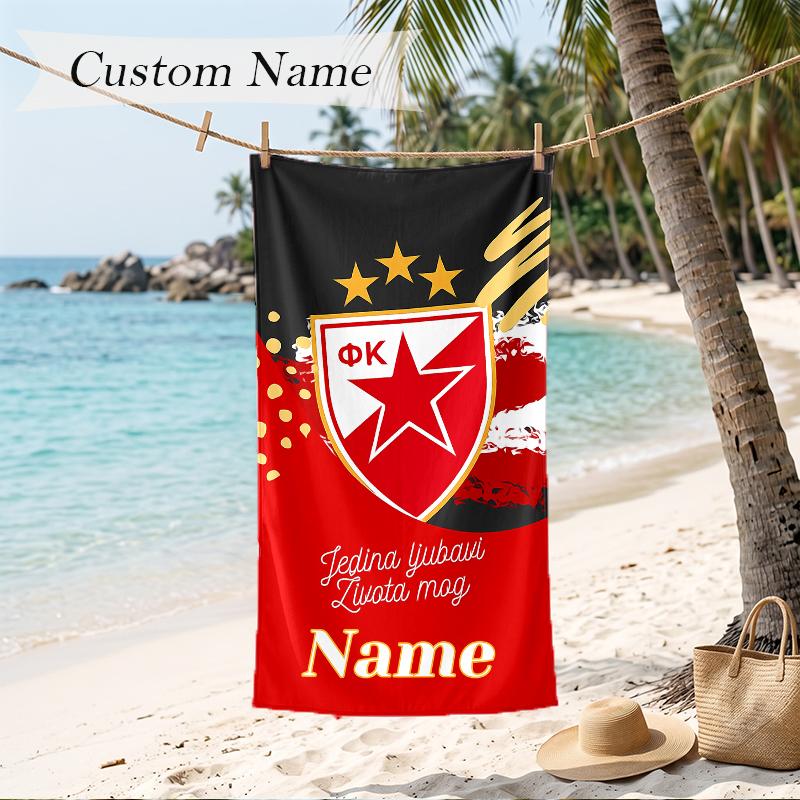 SLAVIA PRAGUE Custom Name Printed Beach Towel Personalized Soft Towel For Swimming Beach Travel