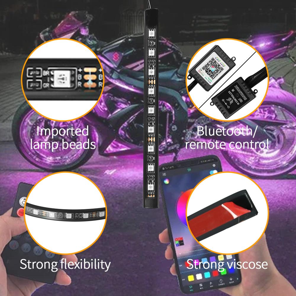 Motorcycle Led Decorative Lamp Underglow Lights RGB Waterproof App Remote Control For ATV UTV Motorbike  Atmosphere Light
