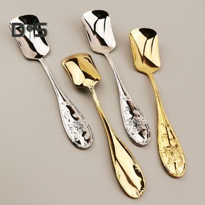 4Pcs Stainless Steel Ice Cream Spoons Retro Square Head Dessert Coffee Shovel Sorbet Yogurt Cake Jelly Serving Utensil Set Kitchen Gadget