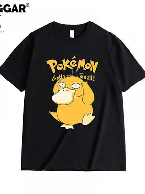 Pokémon Anime Tryck Överdimensionerad Bomulls T-shirt Herr och Dam Andningsbar Mode Fritid Y2K Barnkläder Sommar T-shirt