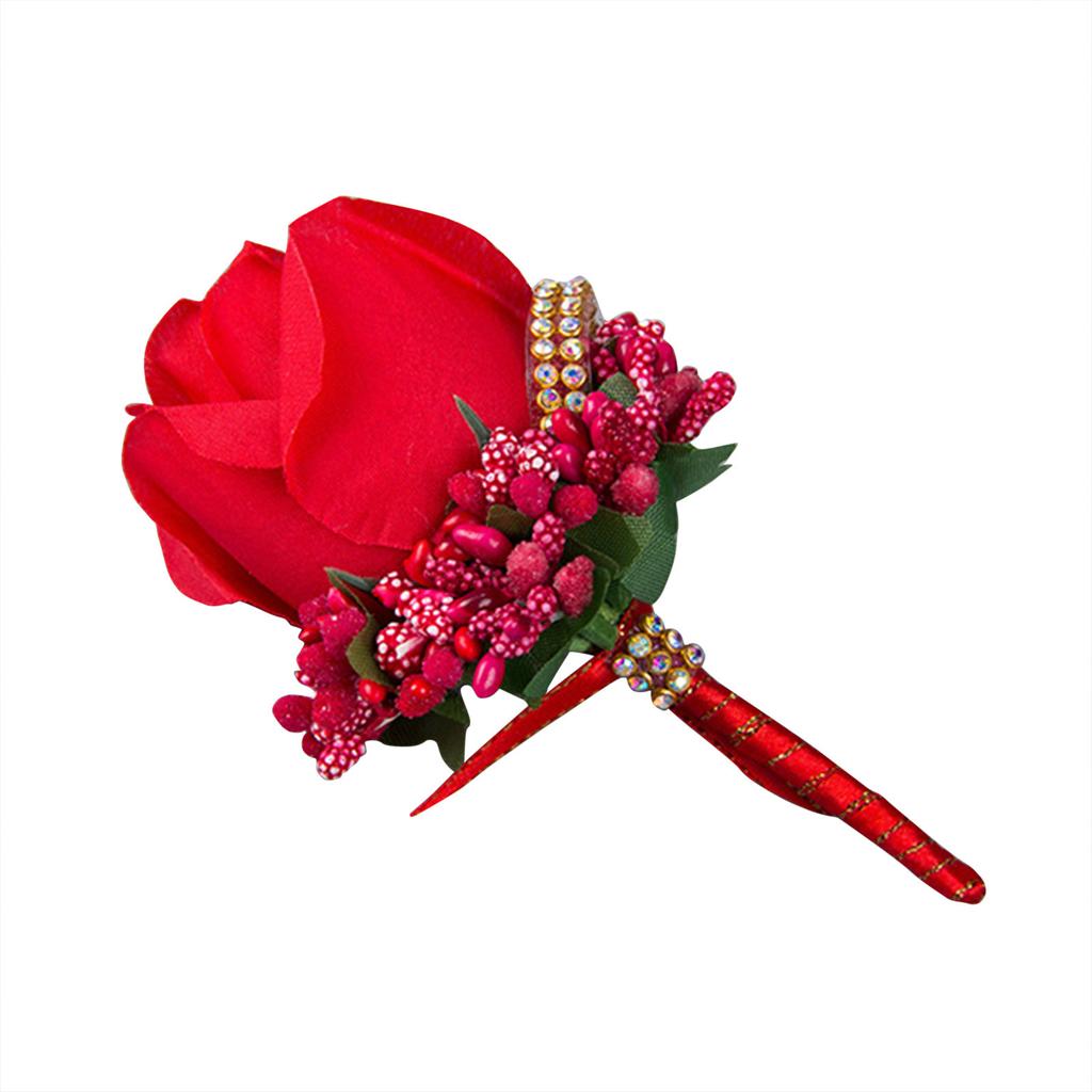 Blaue Boutonniere Hochzeitsaccessoires Bräutigam Knopfloch Handgelenks-Corsage Brosche Blumen Künstliche Seidenrosen Brautjungfern Armbänder