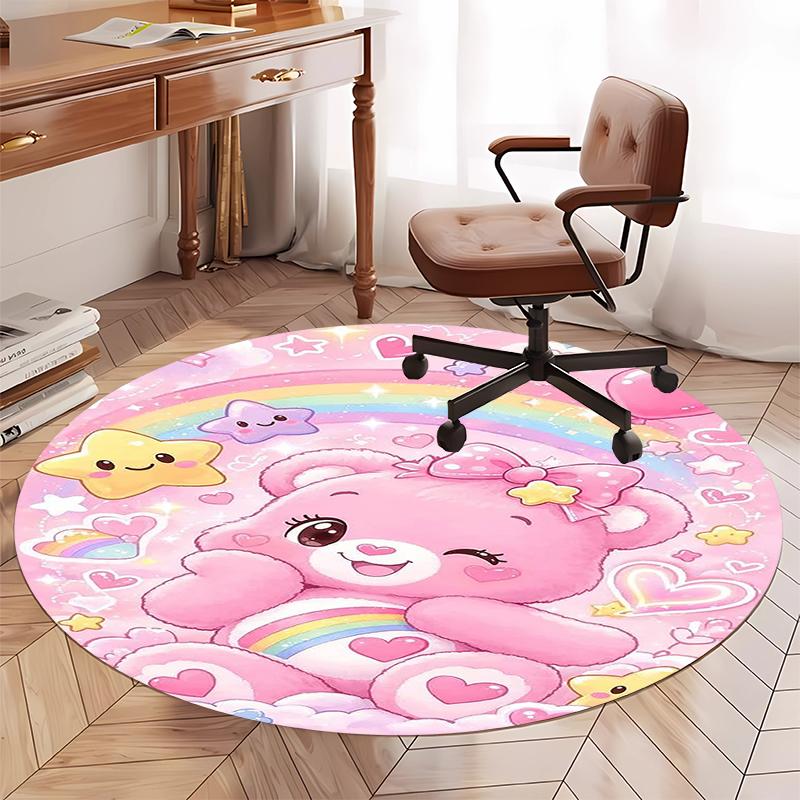 Bear Printed Round Rug Carpet Chair Rug Area Rug Entryway Doormats,for Office Chair Living Room Bedroom Kitchen Room.
