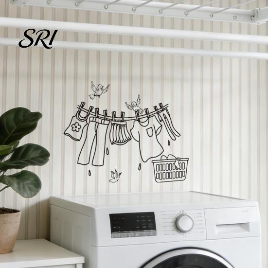 Fensteraufkleber Waschküche Wandaufkleber Lustige Zitate PVC Aufkleber Abnehmbar Abziehen Selbstklebend Und Aufkleben DIY Kunstschild für Waschsalon Dekoration