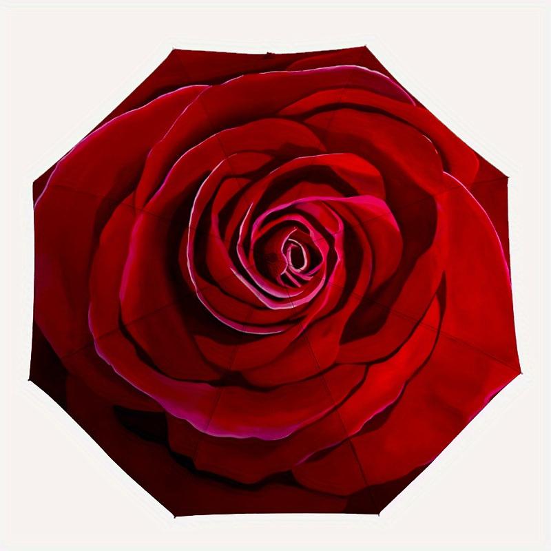 

1pc Rose Automatic Open/close, All-Season Portable Folding Umbrella for Friends, Travel, Everyday yy250812212