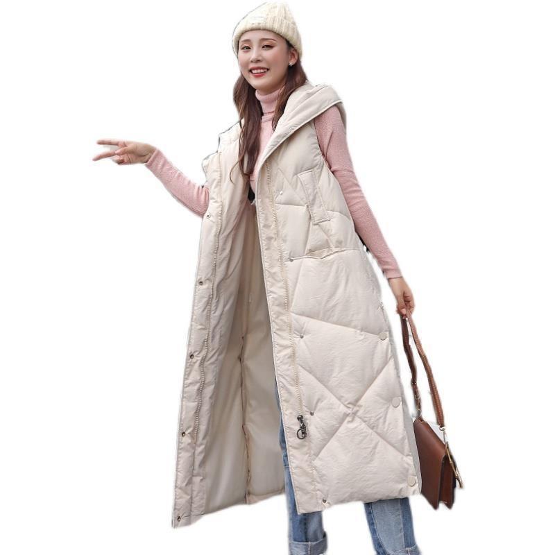 Over-knee cotton vest women's loose autumn and winter new large size down cotton outer wear vest vest trendy coat