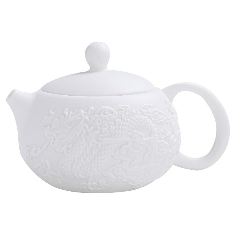Suet jade tea set White porcelain Fengming pot tea set Business activities Tea with hand gift box Office household