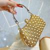 2025 Luxury Design Brand Full Pearl Evening Clutch Bags Women Shiny Crystal Diamond Handbags Wedding Party Banquet Shoulder Bags