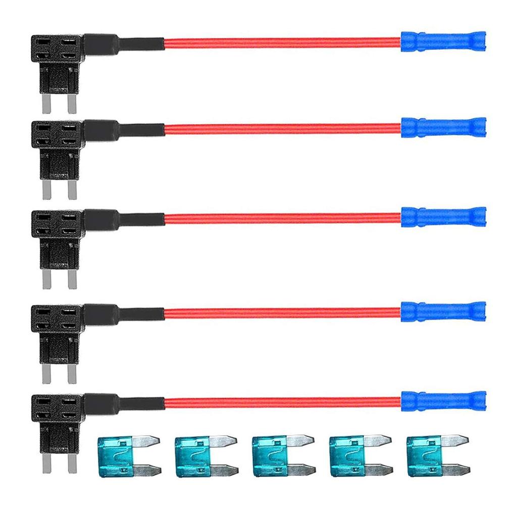 5Pcs Bagged Mini Add-A-Circuit Fuse Tap Zinc Alloy Fusible Core 15AMP Mini Blade Fuse Holder
