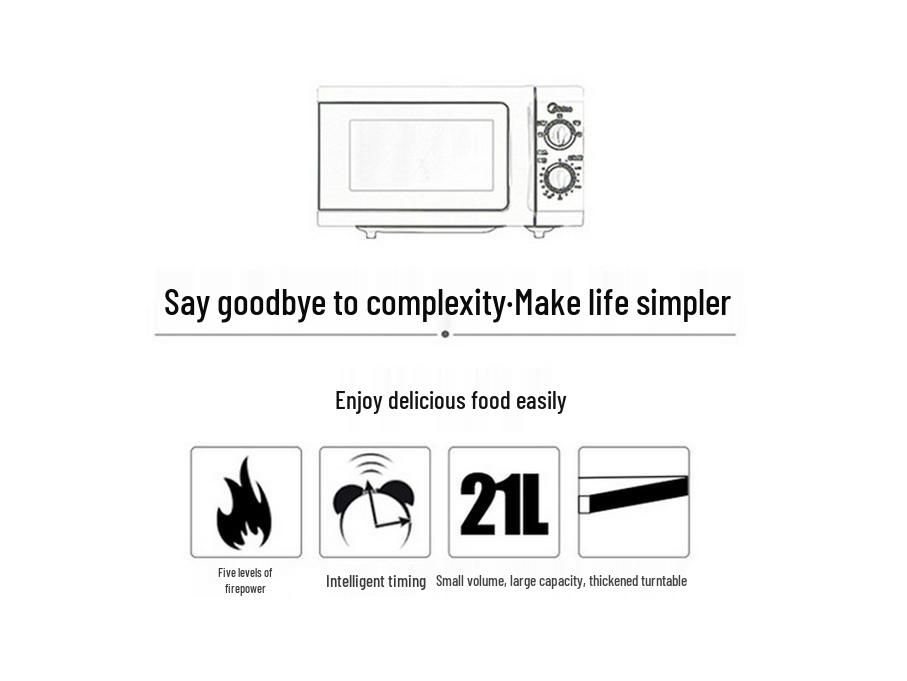 Midea Microwave Oven, Multifunctional 21L Mini Turntable, Mechanical Model M1-L213B.