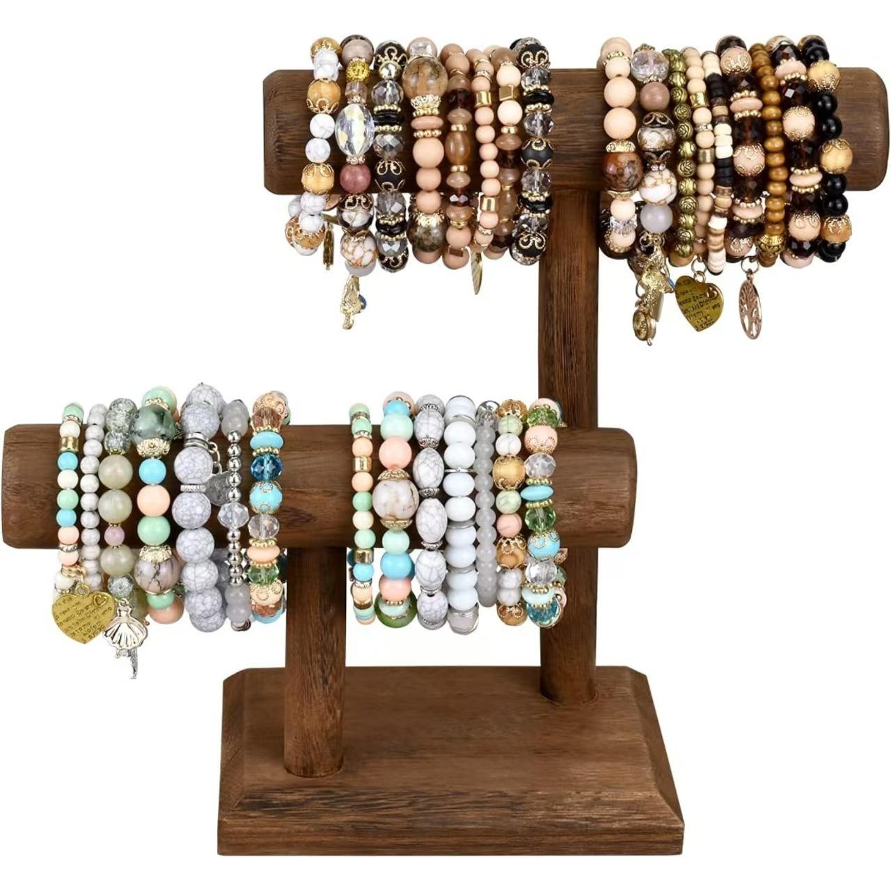 Solid Wood Retro Jewelry Stand and Bracelet Display Rack ретро