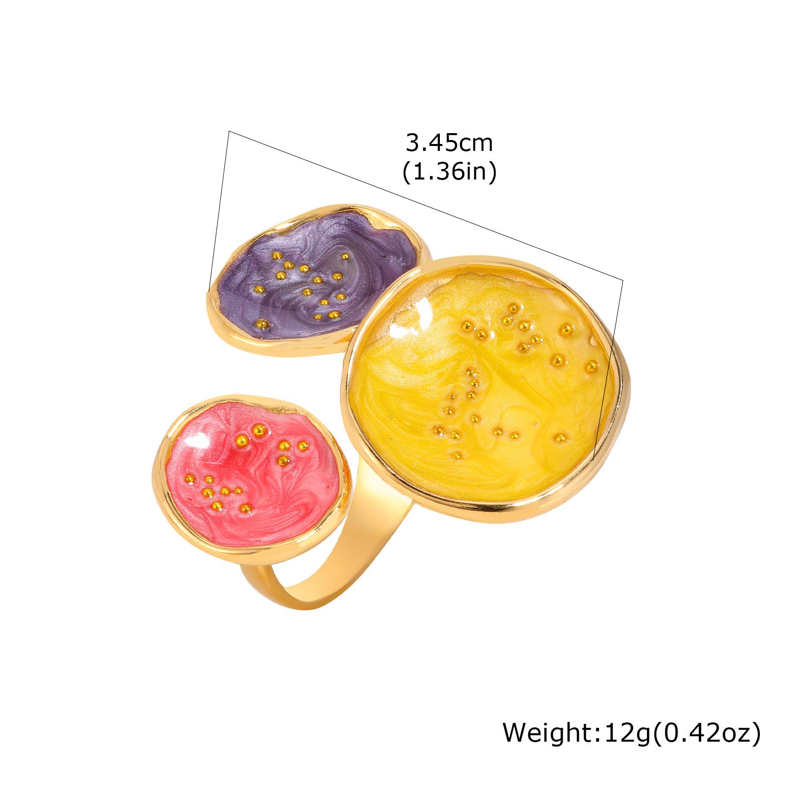 

Fashion Unique Geometric Colorful Open Ring for Women, Stainless Steel Gold Plated Enamel Ring, Delicate Jewelry for Party Daily US size 7