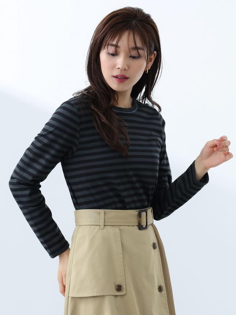 TEE Border Color Tench Pullover CHARCOAL GREY ONE SIZE [Beams Heart] L/S Damen