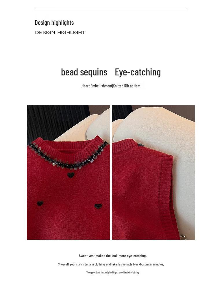 Sibaishe Dámská pletená vesta s korálky