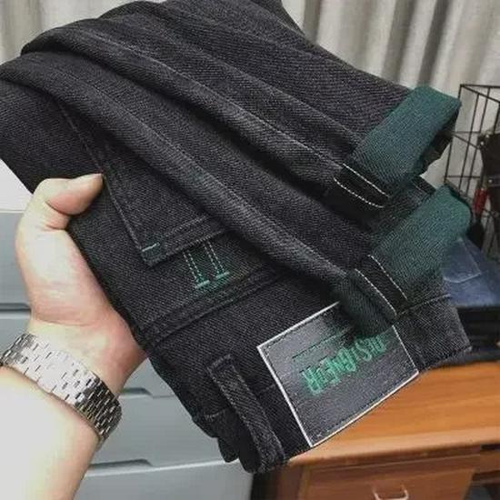 "Men's Summer 2023 Hong Kong Style Letter Jeans - Trendy Hip-Hop High Street Trousers"