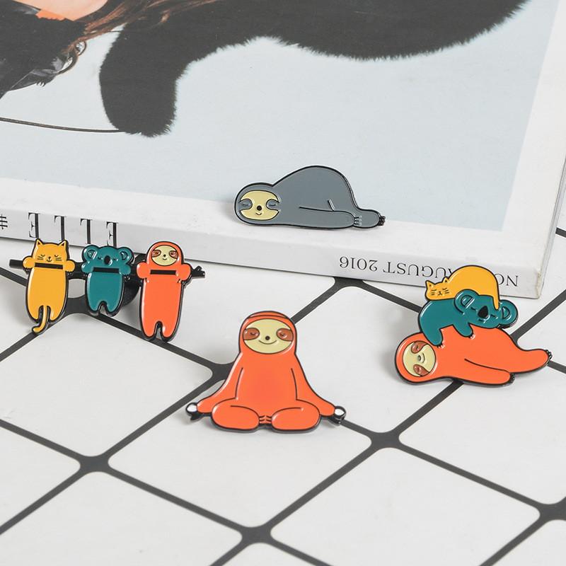 Animal Sloth Colorful Brooch Cute Cartoon Enamel Pin Perfect For Trendy Accessories Fashion