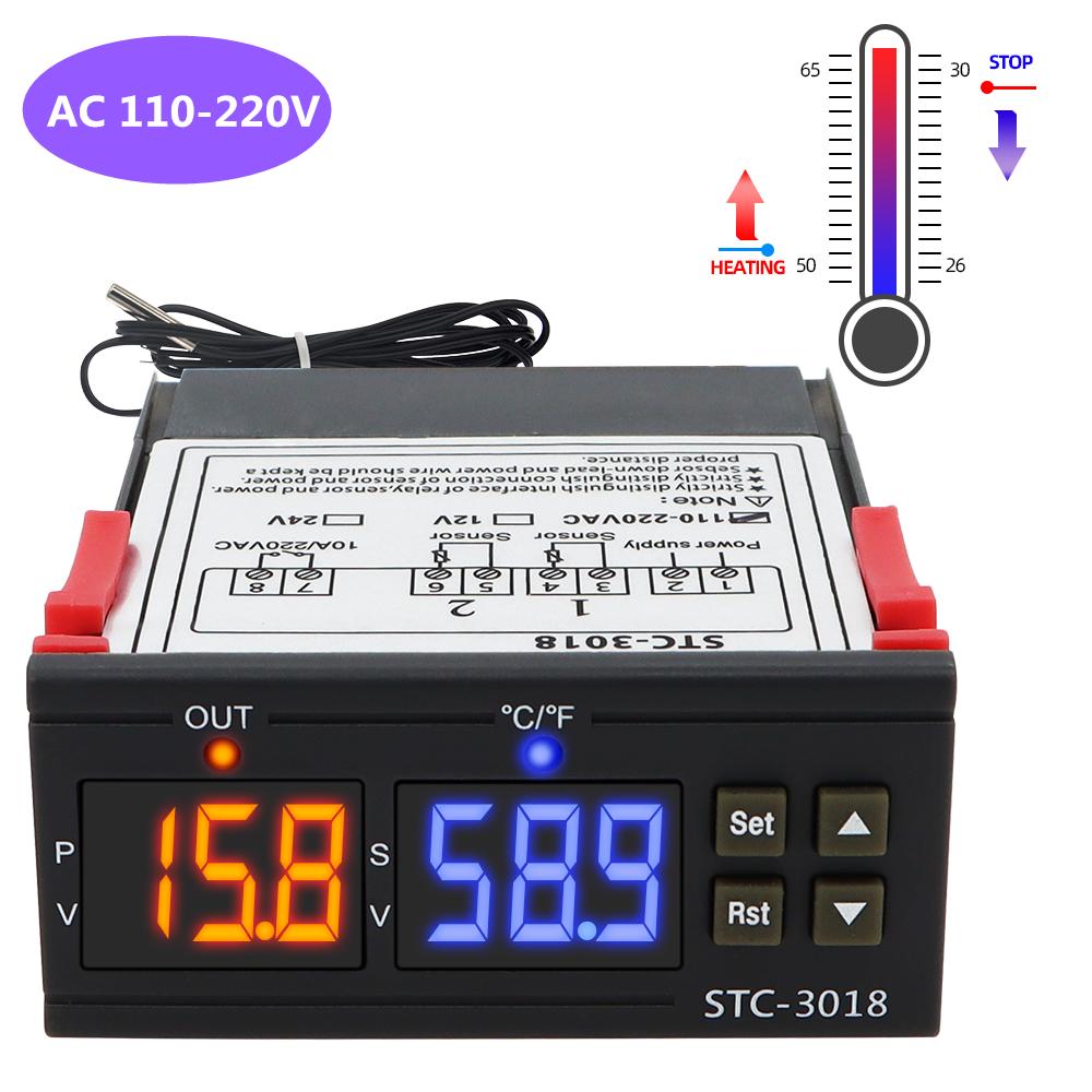 STC-3018 Termostat Digital Dual Controlor de Temperatură Termometru Comutator de Control 10A 12V 24V 220V Higrometru Incubator