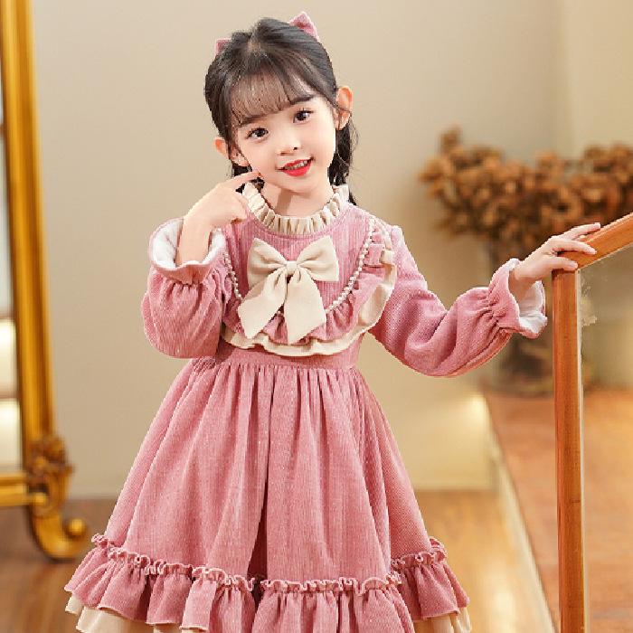 Vestido de Princesa Outono 2023: Roupa Elegante e Moderna para Meninas de Um Ano