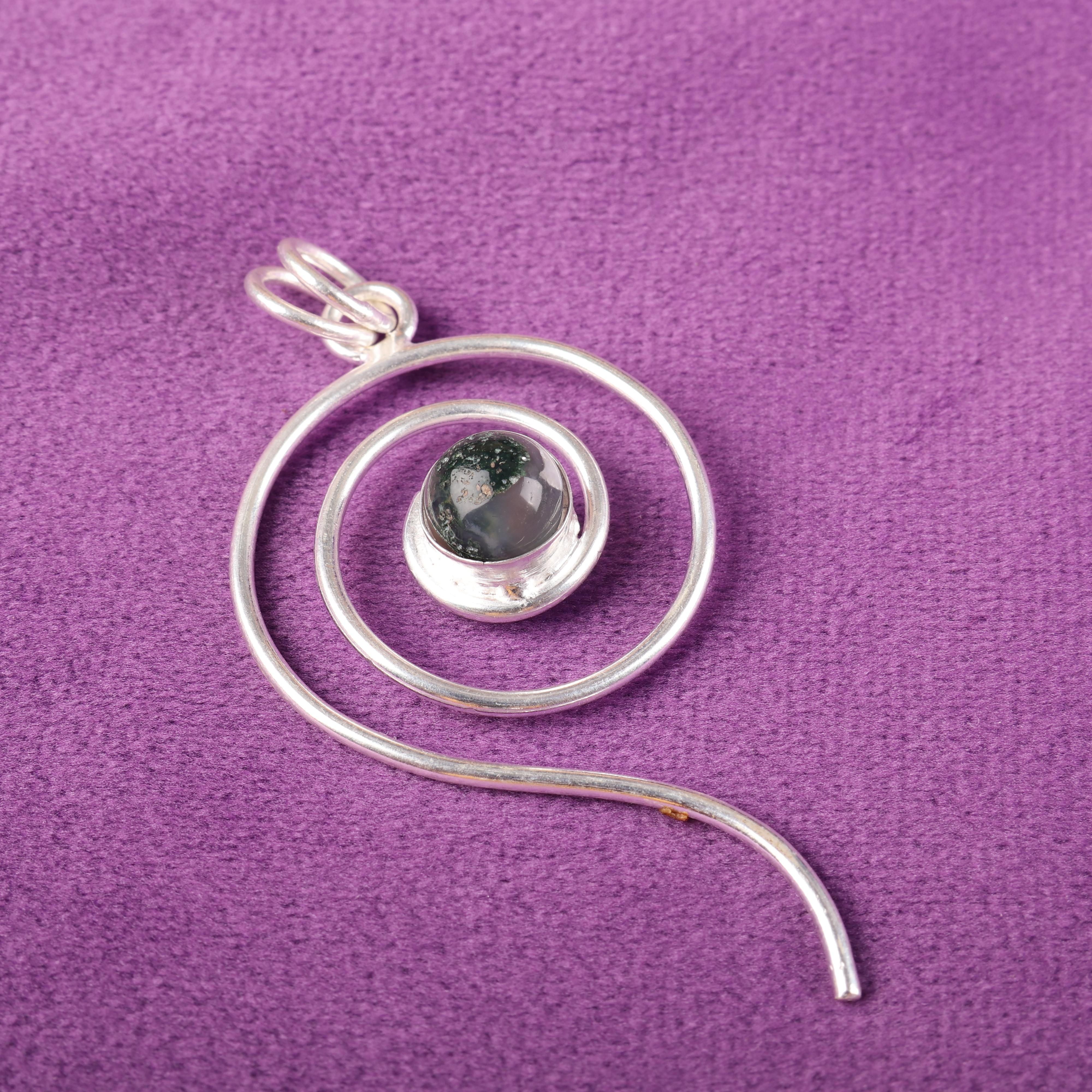 

Подвеска из мохового агата, ювелирные изделия из драгоценных камней, подвеска из стерлингового серебра 925 пробы, подарок для женщин, подвеска ручной работы 2.57 Inches серый