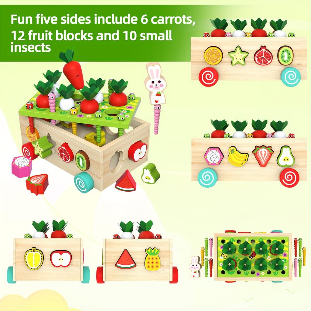 Colorful Wooden Educational Toy Set for Boys Girls Boosts Fine Motor Skills with Fun Farm Orchard Puzzle Games, Enhances Focus  Shape Recognition,