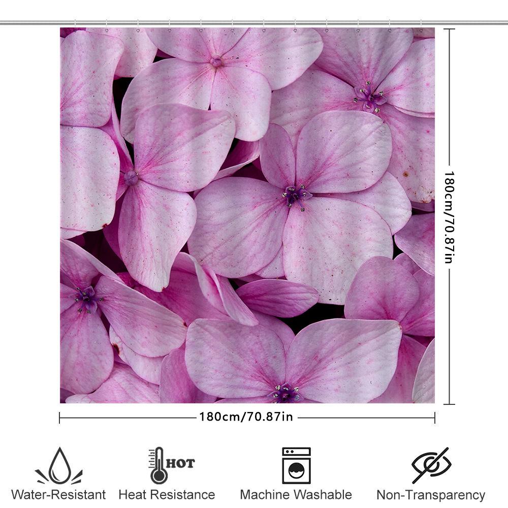 Pink Flower Print Shower Curtain Bathroom Decor Item Polyester Fabric Waterproof Bath Accessories Decoration