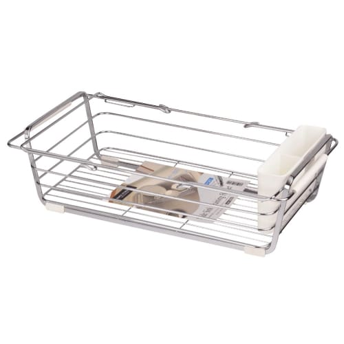 PEARL METAL Dish Drainer Basket, White, Sink-Mounted, Sliding Type, Simple Storage, HB-306