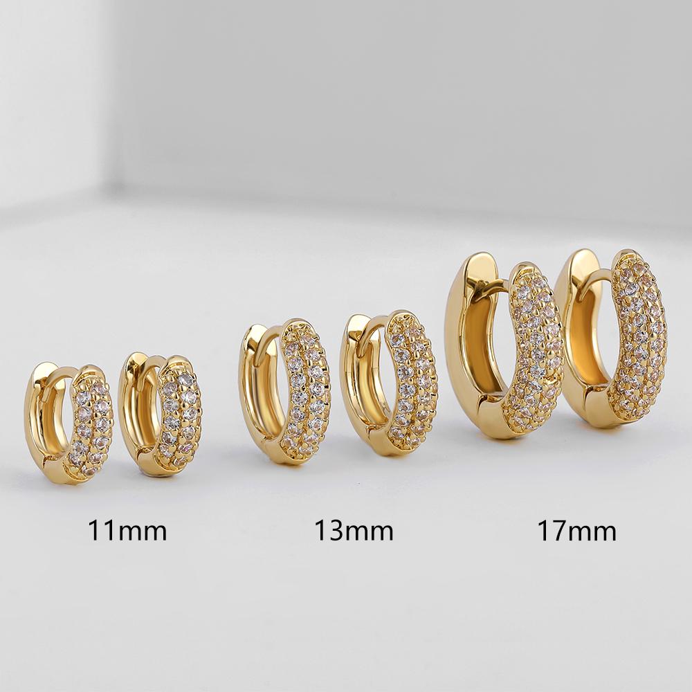 

New Gold Plated Huggie Earrings with CZ Zircon Thin Ear Hoops Cartilage Earring for Women Round Minimal Earring Piercing Jewelry 17mm золотий