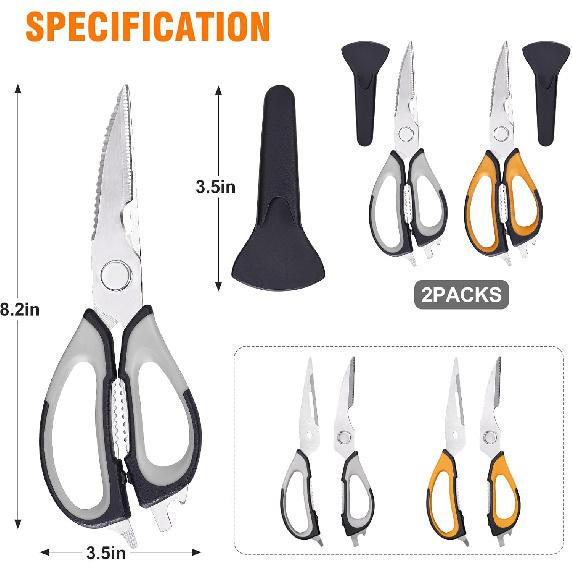 2 Pack Kitchen Scissors All Purpose Set with Magnetic Holder, Heavy Duty Kitchen Shears for Meat,Vegetable,Chicken,Fish,dismountable Cooking Scissors