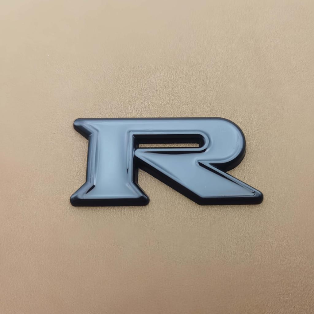 1pc 3D Zinc Alloy R Logo, Car Side Fender Rear Trunk Emblem Badge Sticker, Car Decoration Accessories