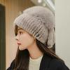 Rabbit Fur Hat Female Winter Korean Version Tide Rex Rabbit Hair Sweet and Cute Fur Fur Versatile Trend Show Face Small Ear Protection
