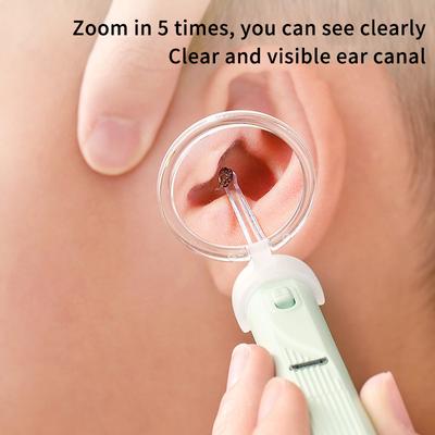 Kit de limpieza de oídos con luz LED para niños y adultos, incluye cuchara, pinzas y removedor de cerumen.
