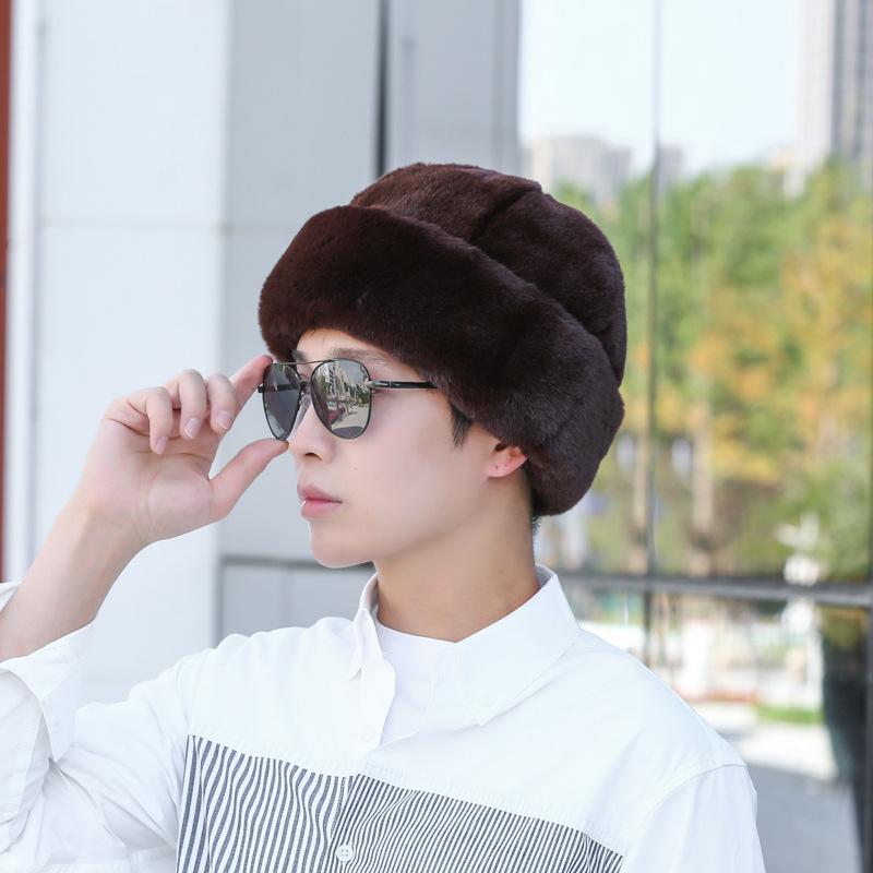 Autumn and winter cotton hat men's thickened mink hat neck protector old dad thickened warm mink hat