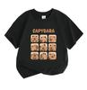 Kids Boys Girls 100% Cotton Crew Neck Short Sleeve T-Shirt, Cute Capybara Grid Print Casual Soft Comfortable Tees for Daily Outdoor Playwear