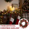 Red Berry Christmas Garland, 175cm Flexible Artificial LED Wreath for Indoor Outdoor Fireplace Stairs Table Winter Holiday Decor