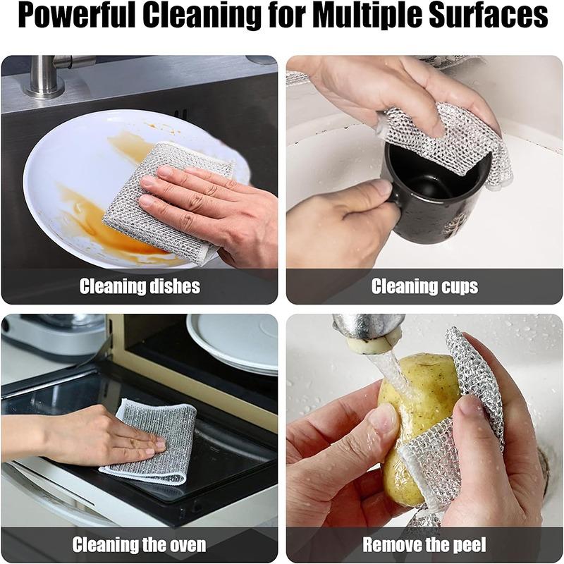 Metal Steel Wire Rags Cloth Household Kitchen Pot Pan Dishwashing Double-sided Cleaning Towel Dishcloth Scrubber Rag Wholesale
