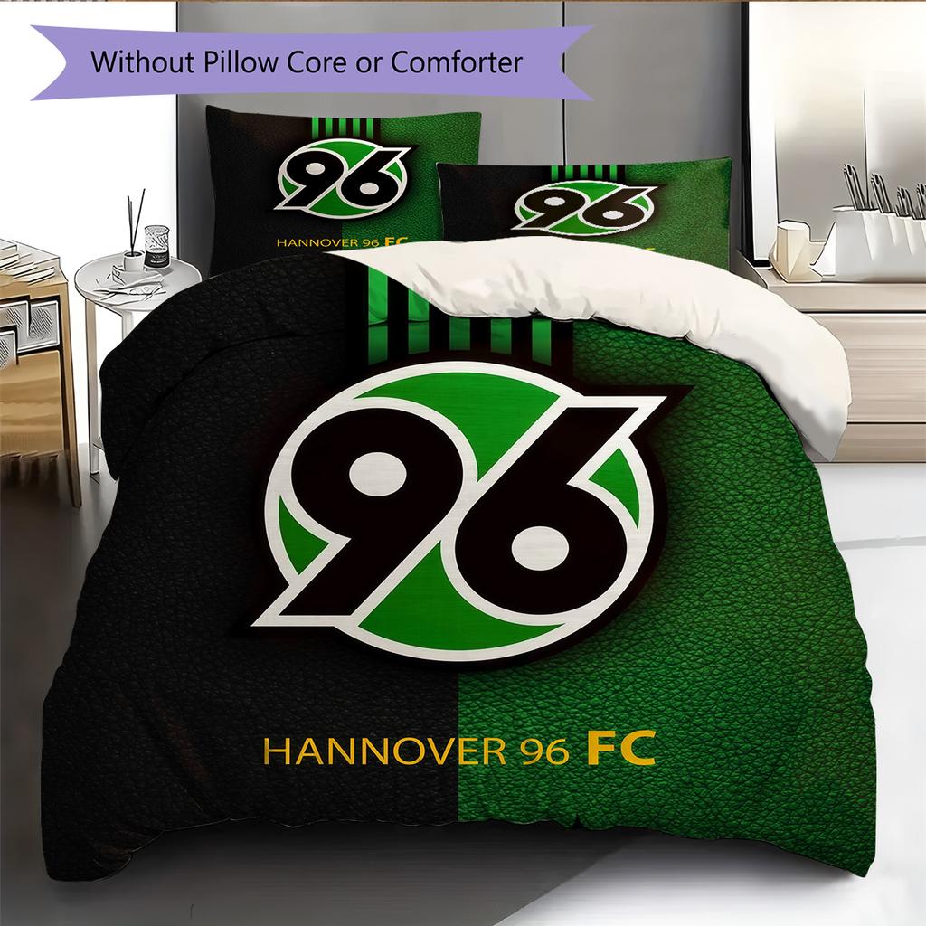 Hannover 96 Vzorovaná Sada Povlečení a Prošívané Deky Domácí Dekorace Dárek (1 * povlak na peřinu + 2 * povlak na polštář bez jádra)