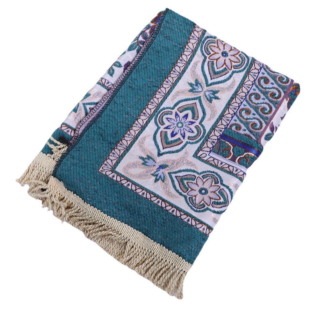 Pray Rug Thick Soft Embroidered Praying Mat with Tassel for Women Men Children Meditation