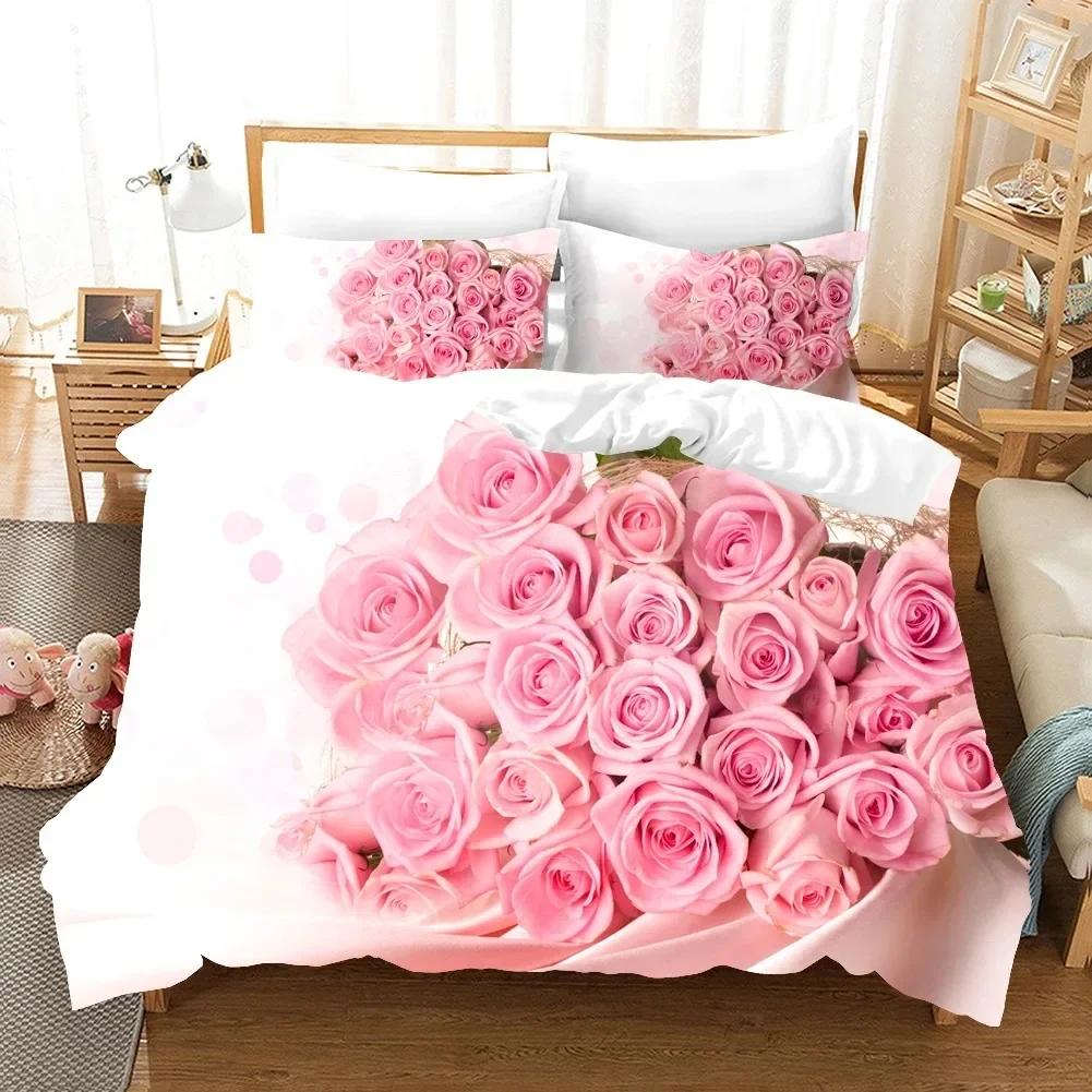 Set Biancheria da Letto Floreale Colorato con Fiore di Rosa Rosa Singolo Gemello Matrimoniale Queen King Cal King Size